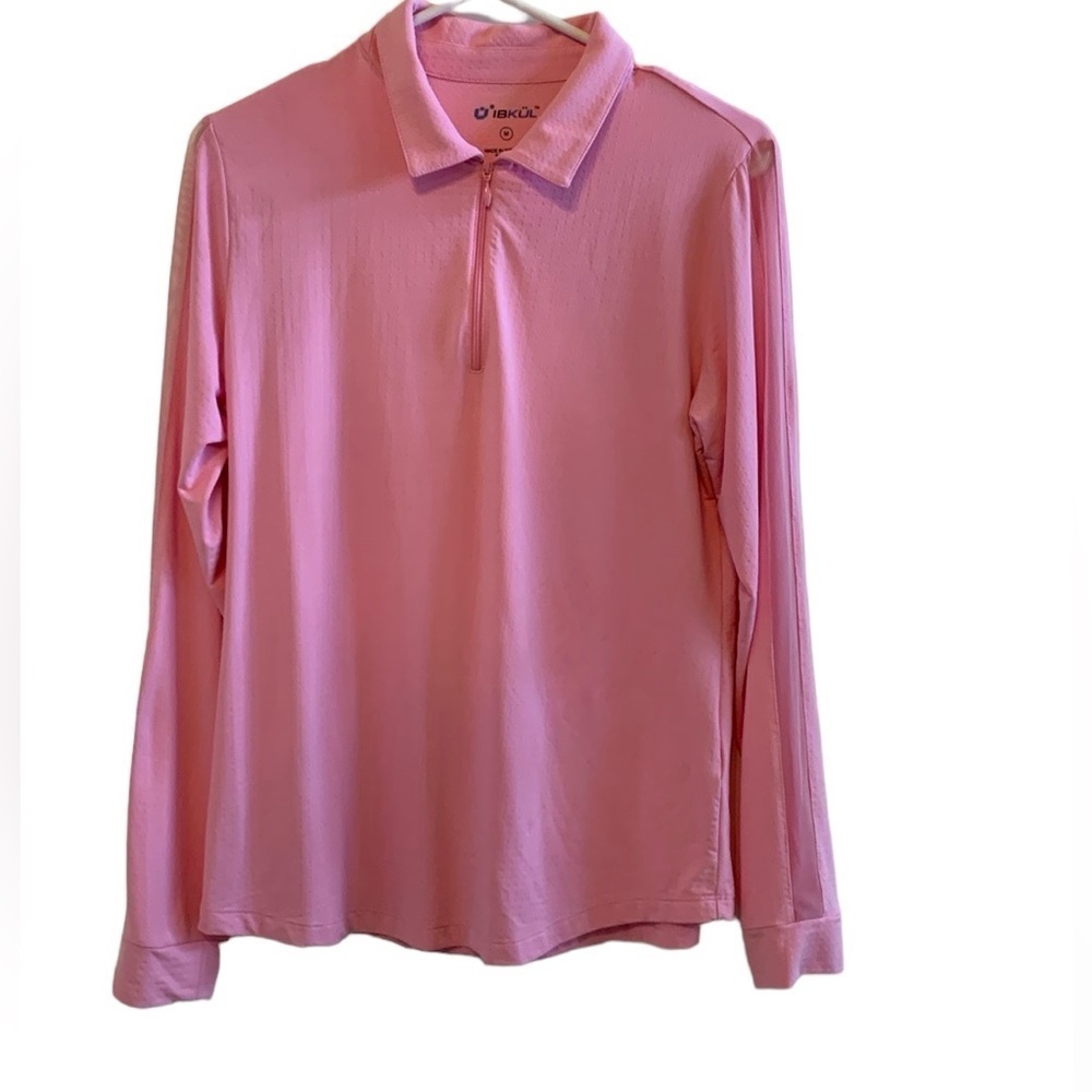 IBKUL Womenโs Long Sleeve Zip Shirt SzL Pink